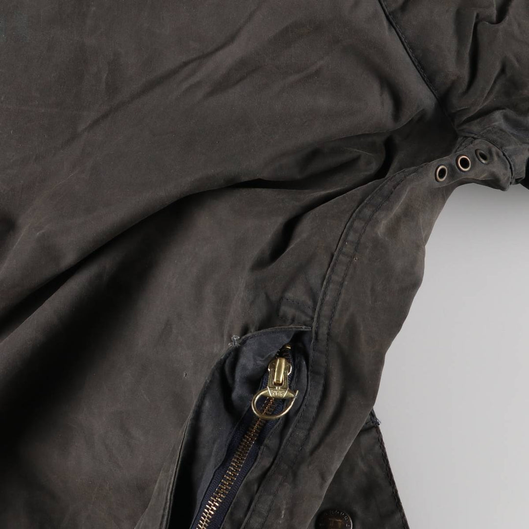 1990'S Barbour Beaufort 3 Warrant Oiled Hunting Jacket, Made in England, C38, Men's Size M cotton gray type Vintage Second Hand