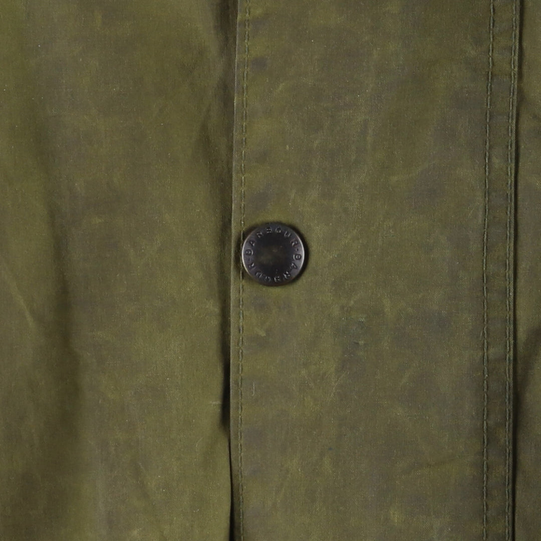 80s-90'S Barbour BORDER Old 3 Warrant Waxed Cotton Oiled Jacket Made in England C42 Men's L size cotton Khaki type Vintage Second Hand