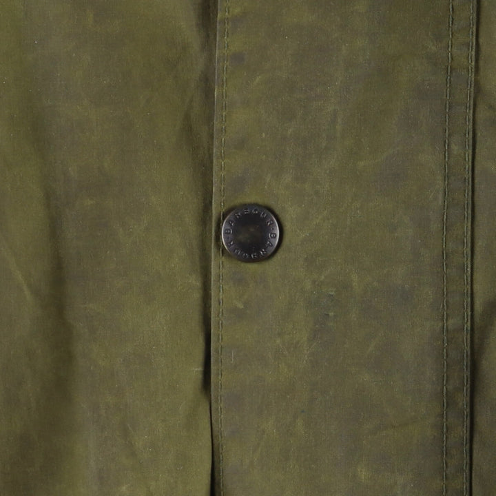80s-90'S Barbour BORDER Old 3 Warrant Waxed Cotton Oiled Jacket Made in England C42 Men's L size cotton Khaki type Vintage Second Hand