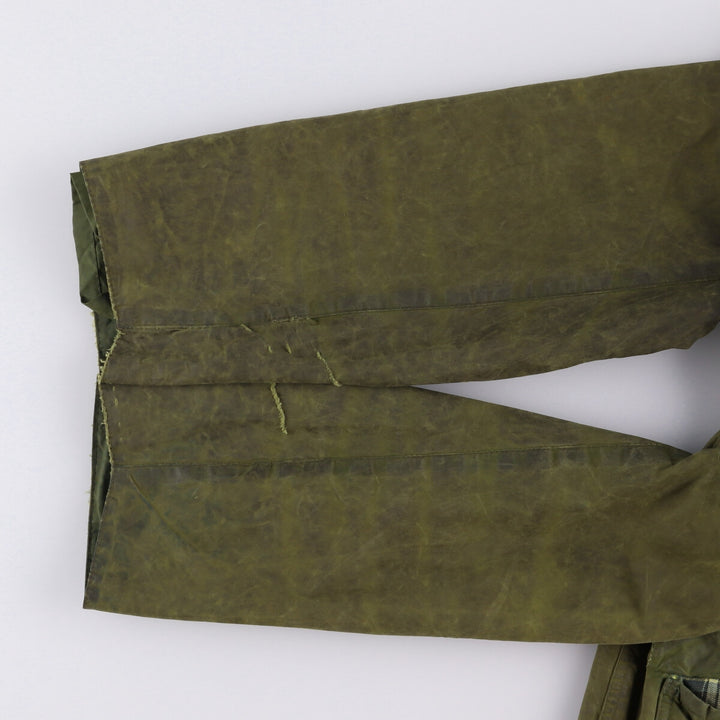 80s-90'S Barbour BORDER Old 3 Warrant Waxed Cotton Oiled Jacket Made in England C42 Men's L size cotton Khaki type Vintage Second Hand