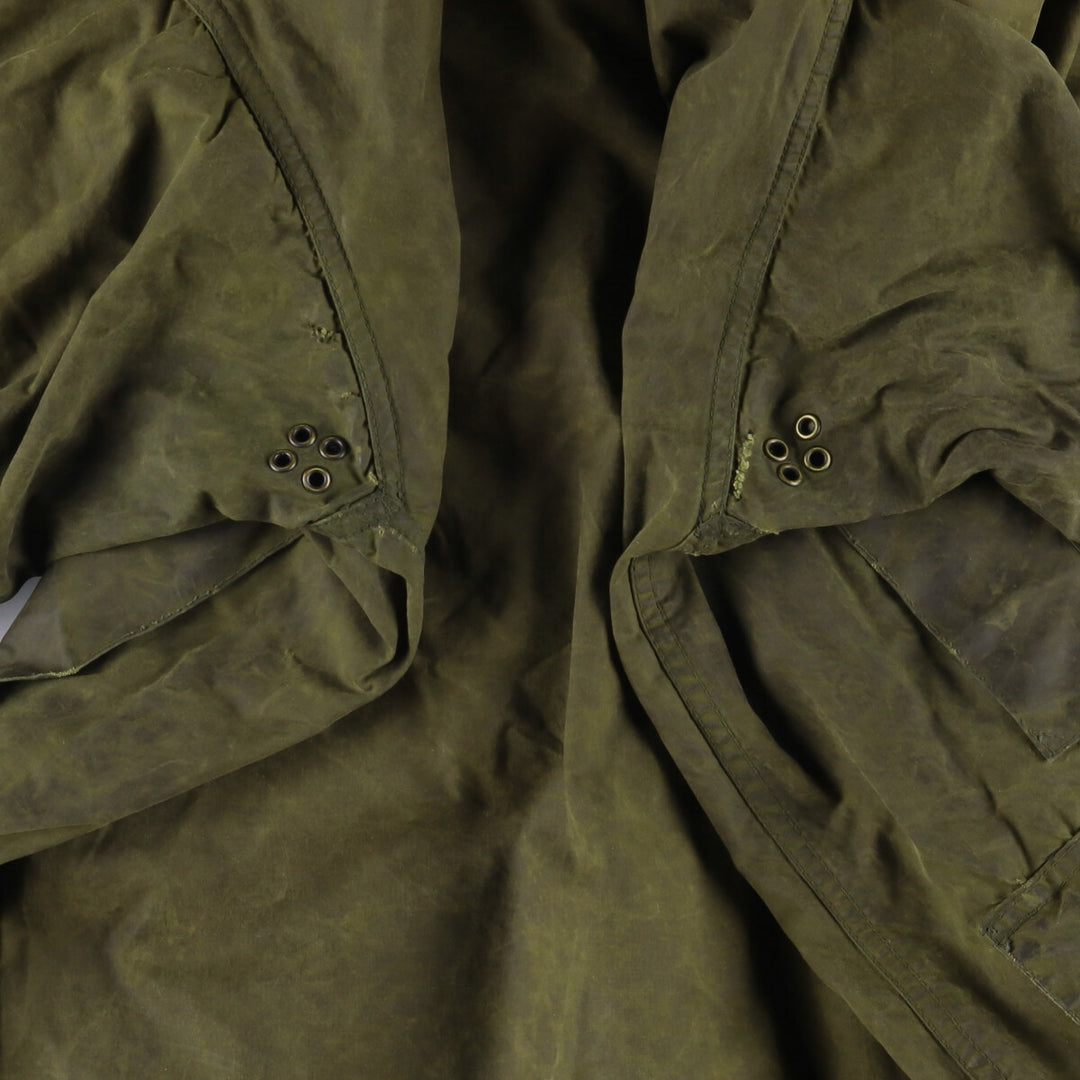 80s-90'S Barbour BORDER Old 3 Warrant Waxed Cotton Oiled Jacket Made in England C42 Men's L size cotton Khaki type Vintage Second Hand