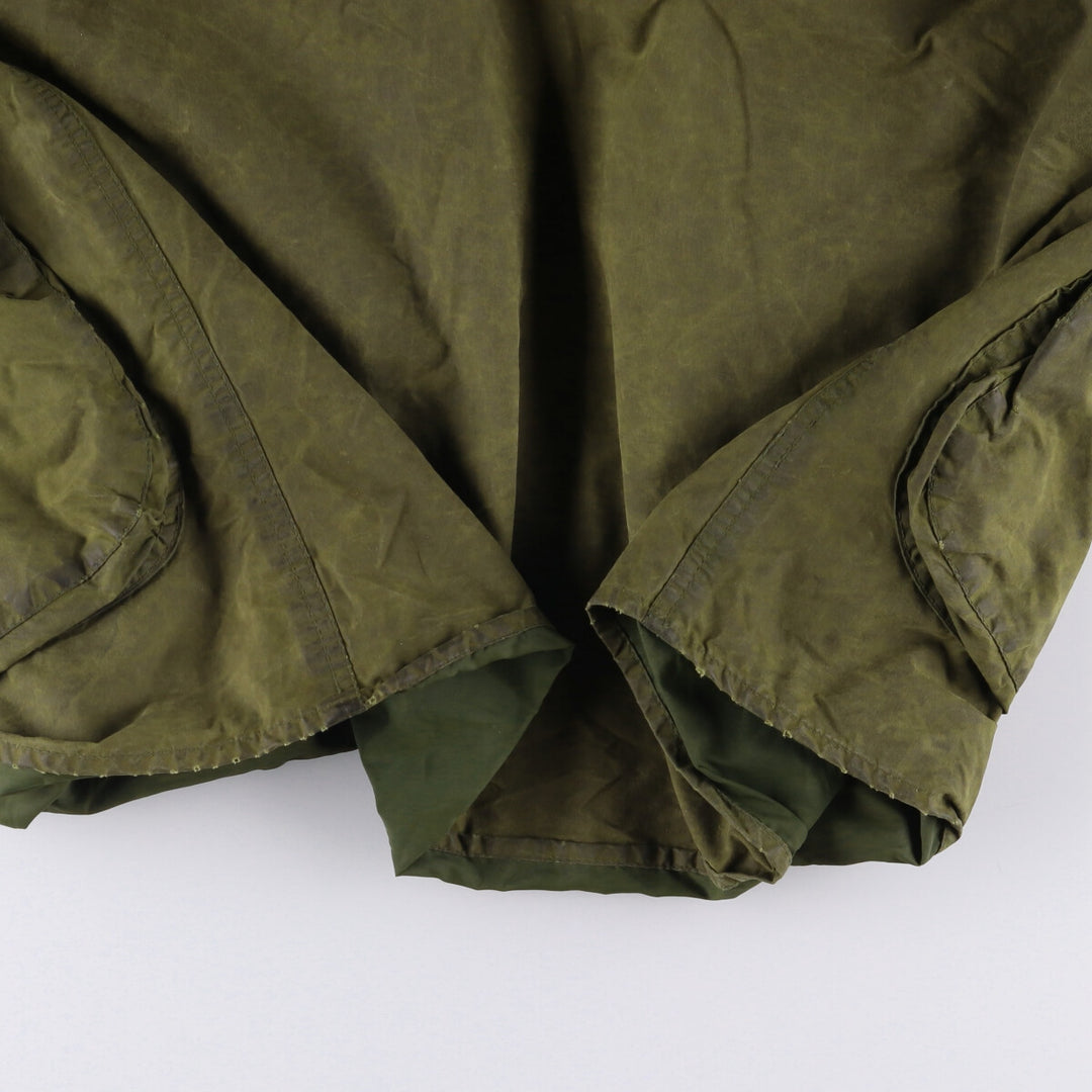 80s-90'S Barbour BORDER Old 3 Warrant Waxed Cotton Oiled Jacket Made in England C42 Men's L size cotton Khaki type Vintage Second Hand