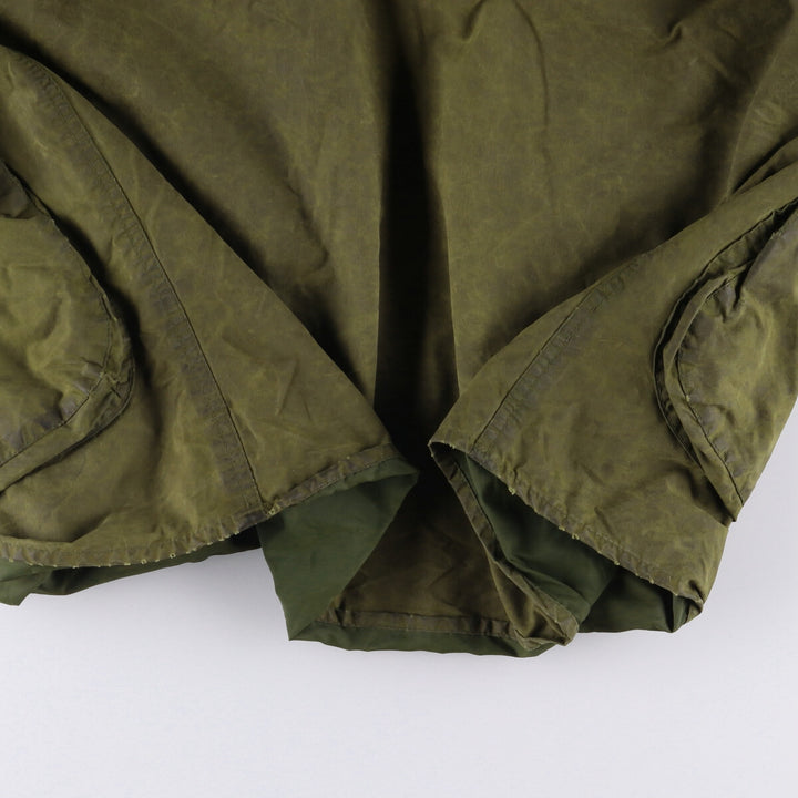 80s-90'S Barbour BORDER Old 3 Warrant Waxed Cotton Oiled Jacket Made in England C42 Men's L size cotton Khaki type Vintage Second Hand