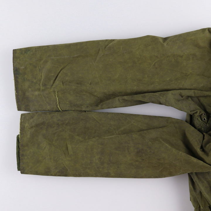 80s-90'S Barbour BORDER Old 3 Warrant Waxed Cotton Oiled Jacket Made in England C42 Men's L size cotton Khaki type Vintage Second Hand