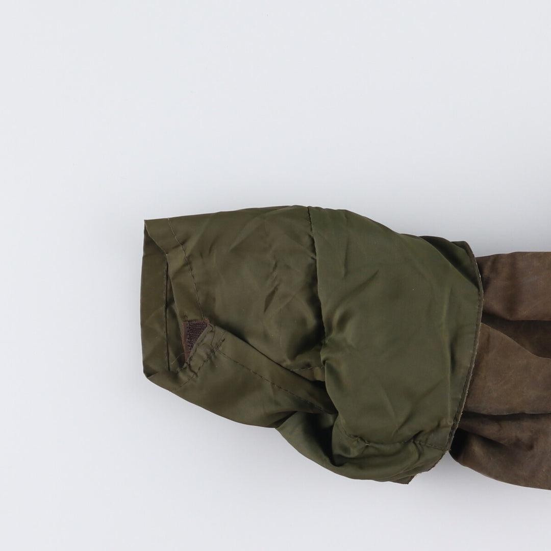 80s-90'S Barbour BORDER Old 3 Warrant Waxed Cotton Oiled Jacket Made in England C42 Men's L size cotton Khaki type Vintage Second Hand