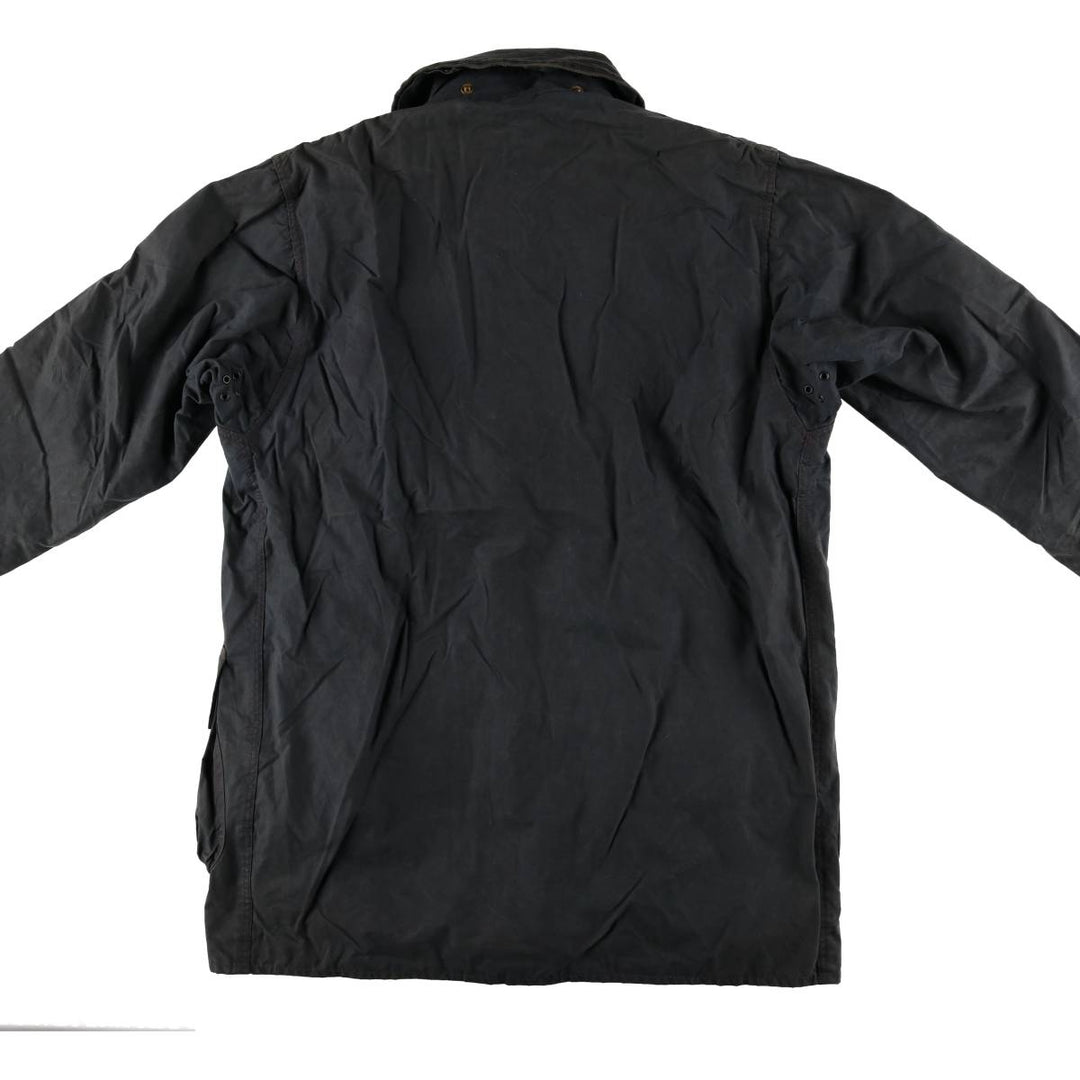 80s-90'S Barbour BORDER (formerly 3 Warrant) waxed cotton oiled jacket, Made in England, Men's XL unclear navy blue type Vintage Second Hand