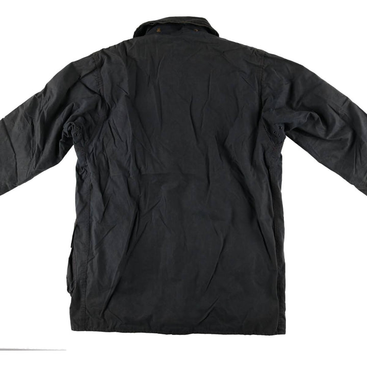 80s-90'S Barbour BORDER (formerly 3 Warrant) waxed cotton oiled jacket, Made in England, Men's XL unclear navy blue type Vintage Second Hand