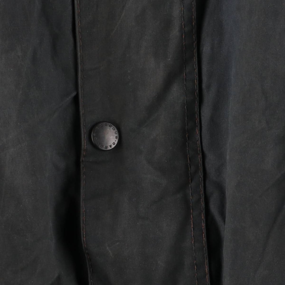 80s-90'S Barbour BORDER (formerly 3 Warrant) waxed cotton oiled jacket, Made in England, Men's XL unclear navy blue type Vintage Second Hand