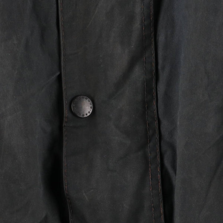 80s-90'S Barbour BORDER (formerly 3 Warrant) waxed cotton oiled jacket, Made in England, Men's XL unclear navy blue type Vintage Second Hand