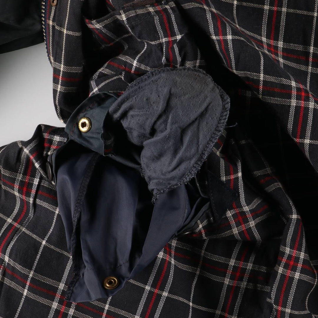 80s-90'S Barbour BORDER (formerly 3 Warrant) waxed cotton oiled jacket, Made in England, Men's XL unclear navy blue type Vintage Second Hand