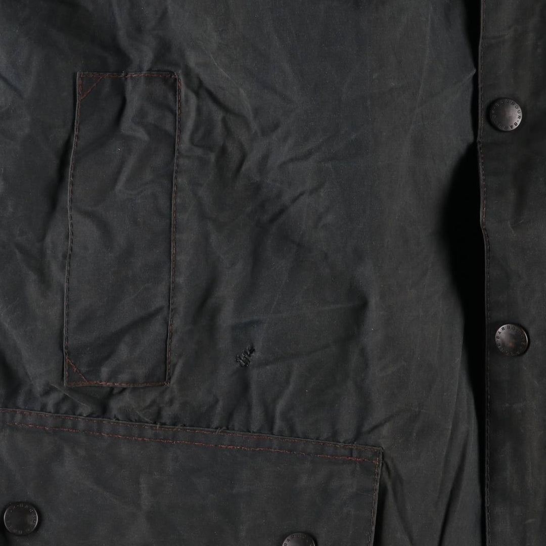 80s-90'S Barbour BORDER (formerly 3 Warrant) waxed cotton oiled jacket, Made in England, Men's XL unclear navy blue type Vintage Second Hand