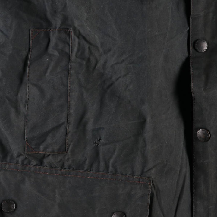 80s-90'S Barbour BORDER (formerly 3 Warrant) waxed cotton oiled jacket, Made in England, Men's XL unclear navy blue type Vintage Second Hand