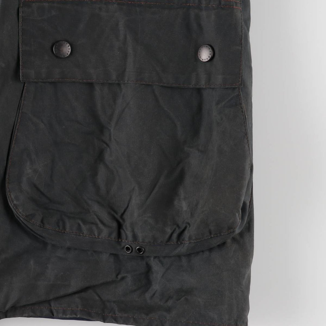 80s-90'S Barbour BORDER (formerly 3 Warrant) waxed cotton oiled jacket, Made in England, Men's XL unclear navy blue type Vintage Second Hand