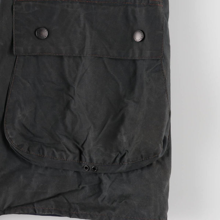 80s-90'S Barbour BORDER (formerly 3 Warrant) waxed cotton oiled jacket, Made in England, Men's XL unclear navy blue type Vintage Second Hand