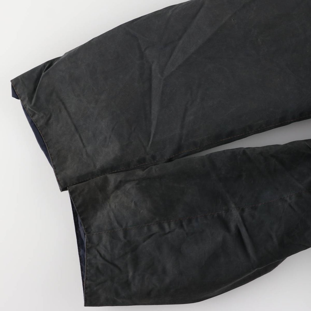 80s-90'S Barbour BORDER (formerly 3 Warrant) waxed cotton oiled jacket, Made in England, Men's XL unclear navy blue type Vintage Second Hand