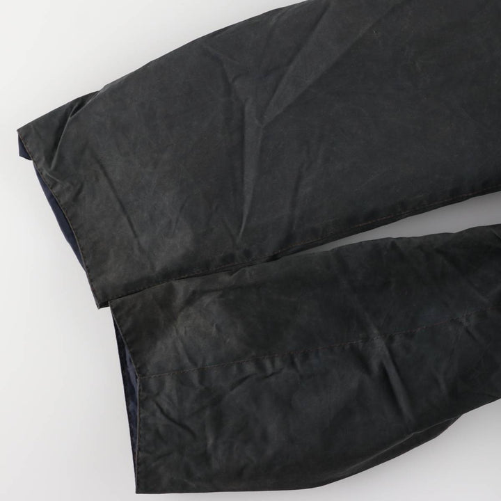 80s-90'S Barbour BORDER (formerly 3 Warrant) waxed cotton oiled jacket, Made in England, Men's XL unclear navy blue type Vintage Second Hand