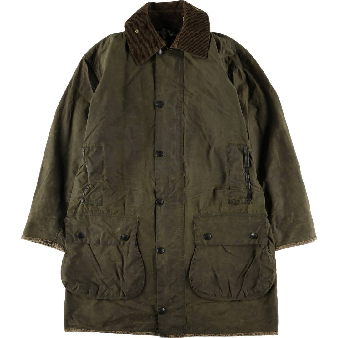 1990'S Barbour BORDER (formerly 3 Warrant) waxed cotton oiled jacket, made in England, C38, men's size M cotton Khaki type Vintage Second Hand