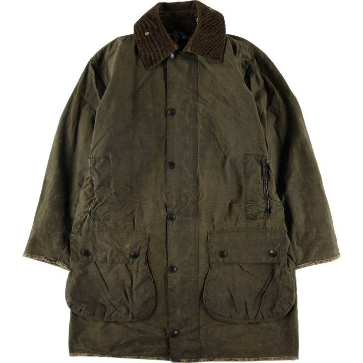 1990'S Barbour BORDER (formerly 3 Warrant) waxed cotton oiled jacket, made in England, C38, men's size M cotton Khaki type Vintage Second Hand
