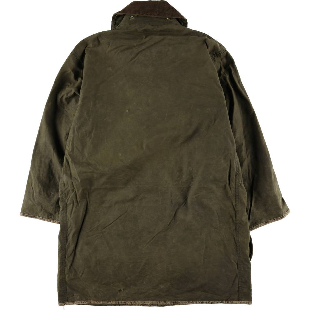 1990'S Barbour BORDER (formerly 3 Warrant) waxed cotton oiled jacket, made in England, C38, men's size M cotton Khaki type Vintage Second Hand