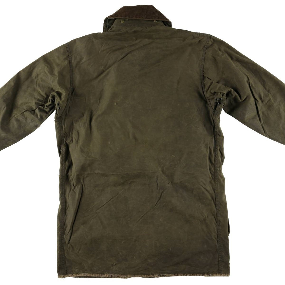 1990'S Barbour BORDER (formerly 3 Warrant) waxed cotton oiled jacket, made in England, C38, men's size M cotton Khaki type Vintage Second Hand
