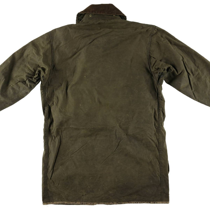 1990'S Barbour BORDER (formerly 3 Warrant) waxed cotton oiled jacket, made in England, C38, men's size M cotton Khaki type Vintage Second Hand