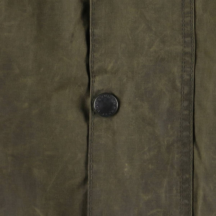 1990'S Barbour BORDER (formerly 3 Warrant) waxed cotton oiled jacket, made in England, C38, men's size M cotton Khaki type Vintage Second Hand
