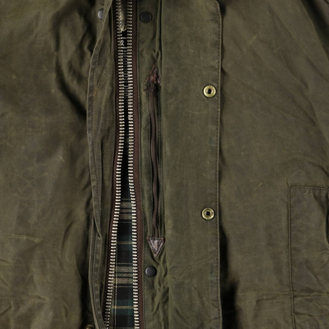 1990'S Barbour BORDER (formerly 3 Warrant) waxed cotton oiled jacket, made in England, C38, men's size M cotton Khaki type Vintage Second Hand