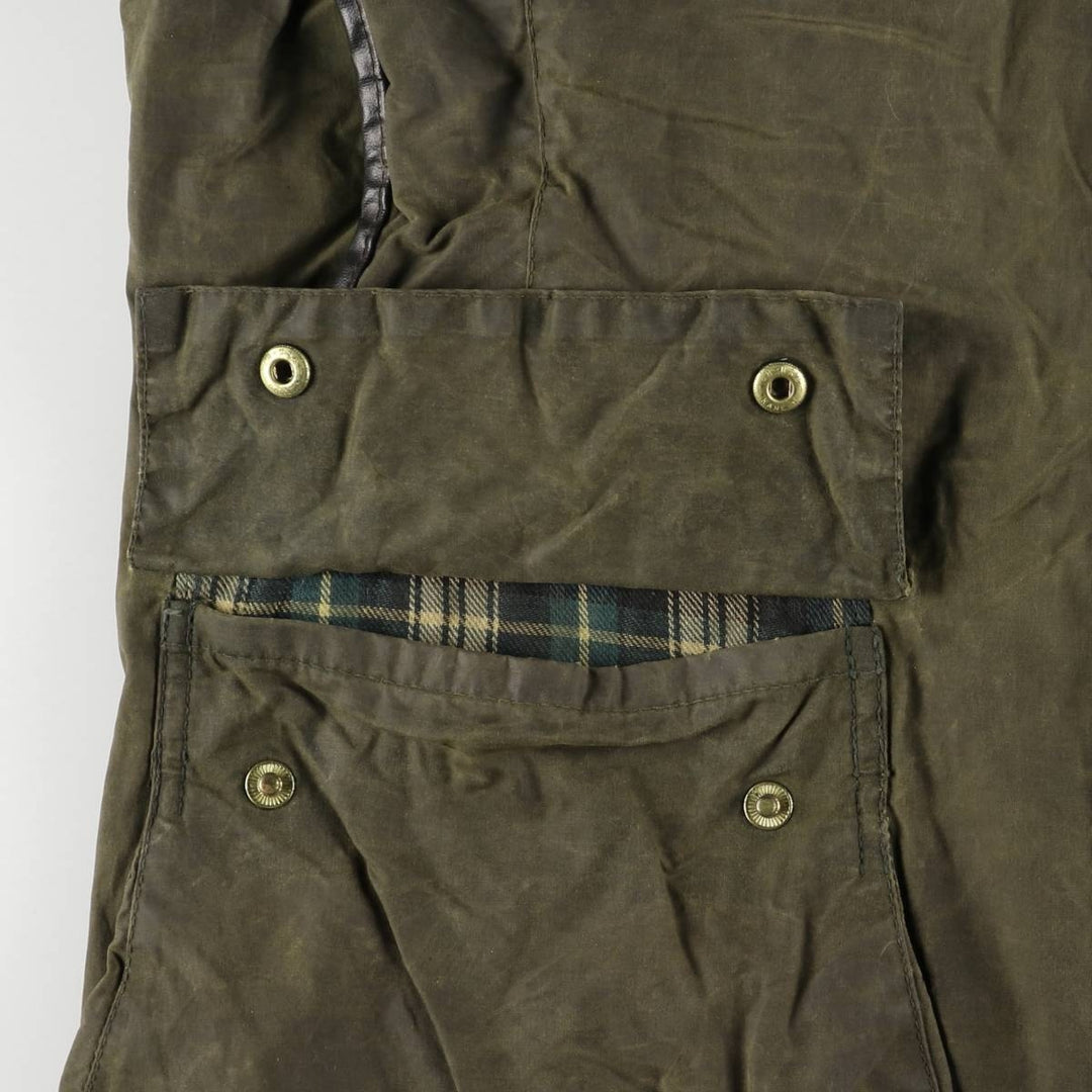 1990'S Barbour BORDER (formerly 3 Warrant) waxed cotton oiled jacket, made in England, C38, men's size M cotton Khaki type Vintage Second Hand