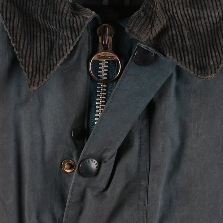 80s-90'S Barbour BEAUFORT 3 Warrant Oiled Hunting Jacket, Made in England, C40, Men's Size M cotton Charcoal Vintage Second Hand