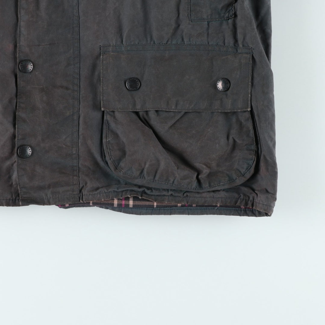 80s-90'S Barbour BEAUFORT 3 Warrant Oiled Hunting Jacket, Made in England, C40, Men's Size M cotton Charcoal Vintage Second Hand