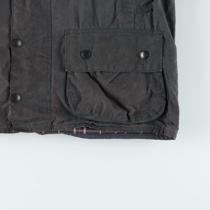 80s-90'S Barbour BEAUFORT 3 Warrant Oiled Hunting Jacket, Made in England, C40, Men's Size M cotton Charcoal Vintage Second Hand