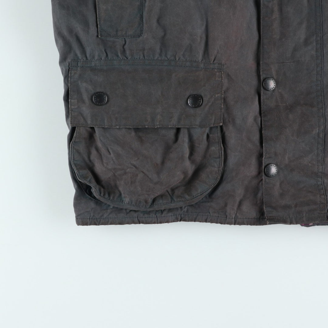 80s-90'S Barbour BEAUFORT 3 Warrant Oiled Hunting Jacket, Made in England, C40, Men's Size M cotton Charcoal Vintage Second Hand