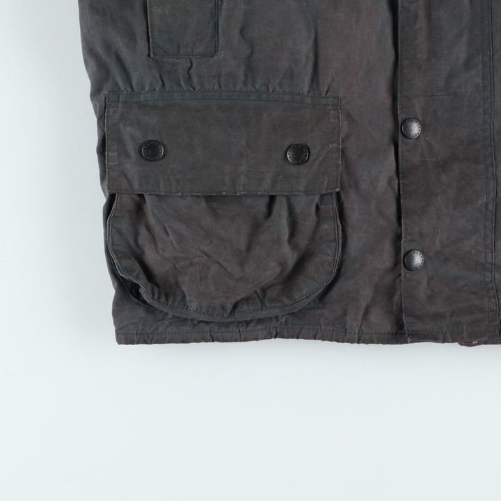 80s-90'S Barbour BEAUFORT 3 Warrant Oiled Hunting Jacket, Made in England, C40, Men's Size M cotton Charcoal Vintage Second Hand