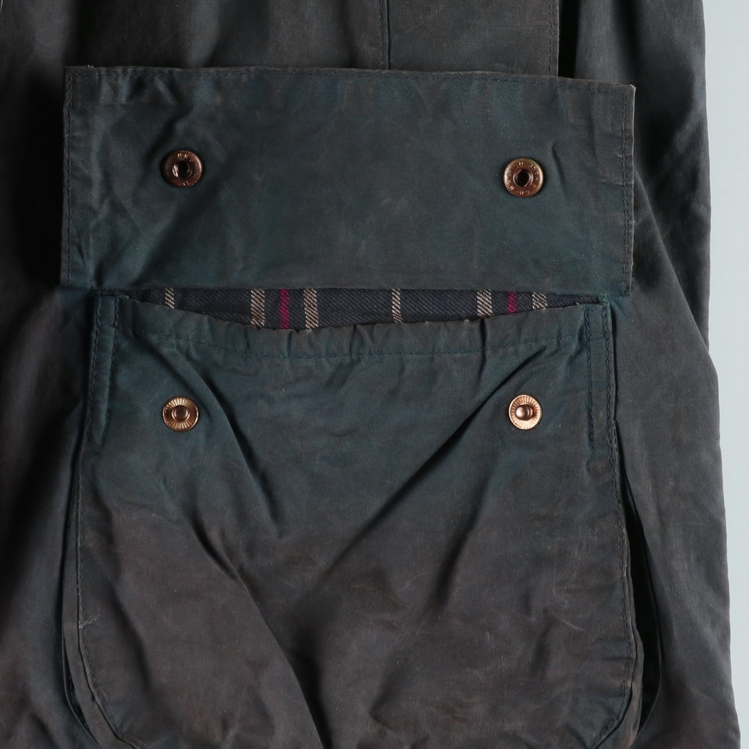 80s-90'S Barbour BEAUFORT 3 Warrant Oiled Hunting Jacket, Made in England, C40, Men's Size M cotton Charcoal Vintage Second Hand