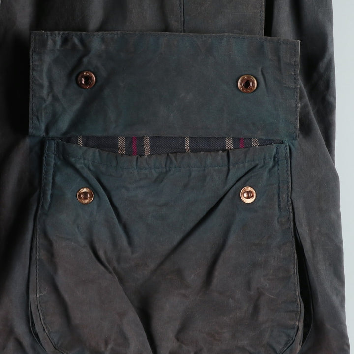 80s-90'S Barbour BEAUFORT 3 Warrant Oiled Hunting Jacket, Made in England, C40, Men's Size M cotton Charcoal Vintage Second Hand