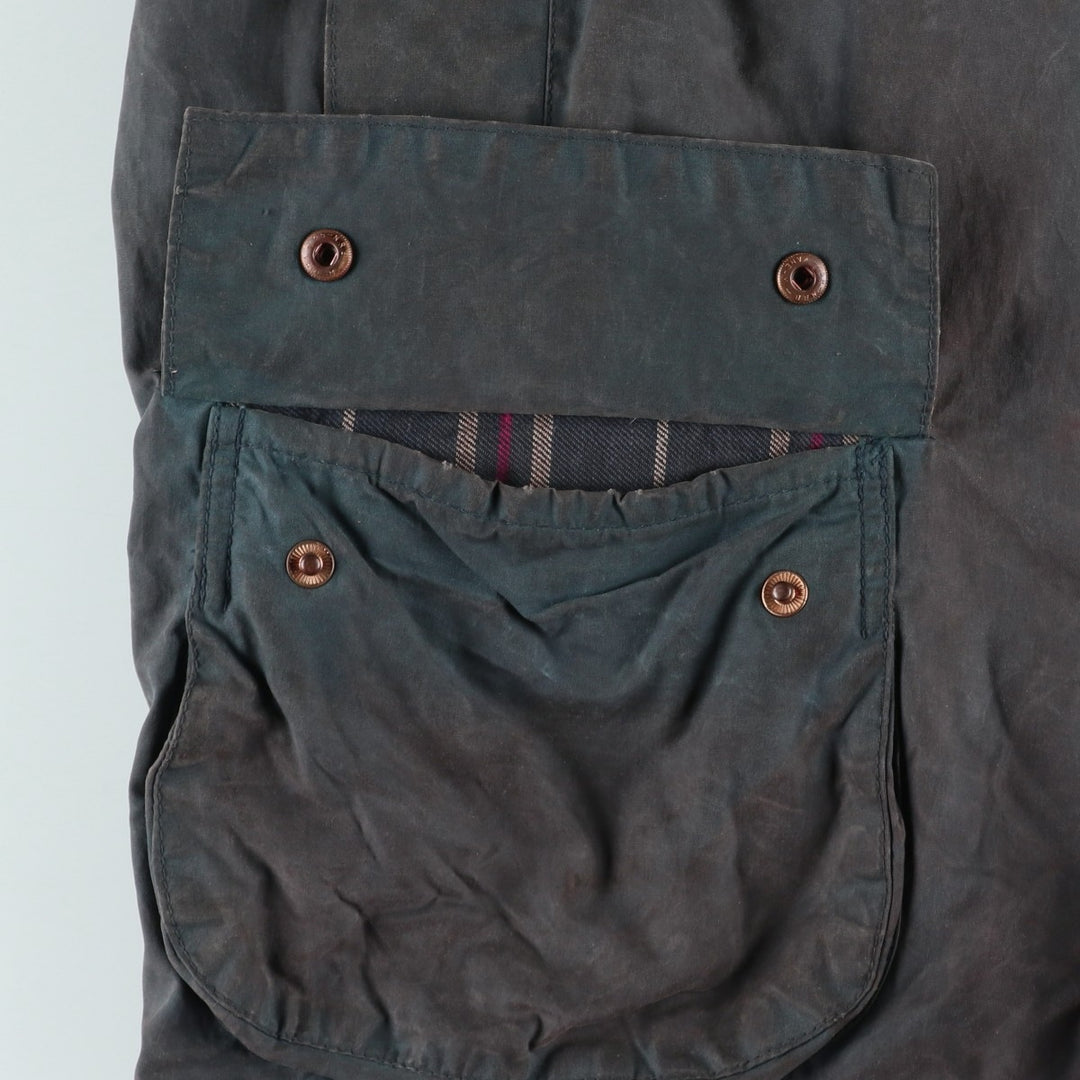 80s-90'S Barbour BEAUFORT 3 Warrant Oiled Hunting Jacket, Made in England, C40, Men's Size M cotton Charcoal Vintage Second Hand