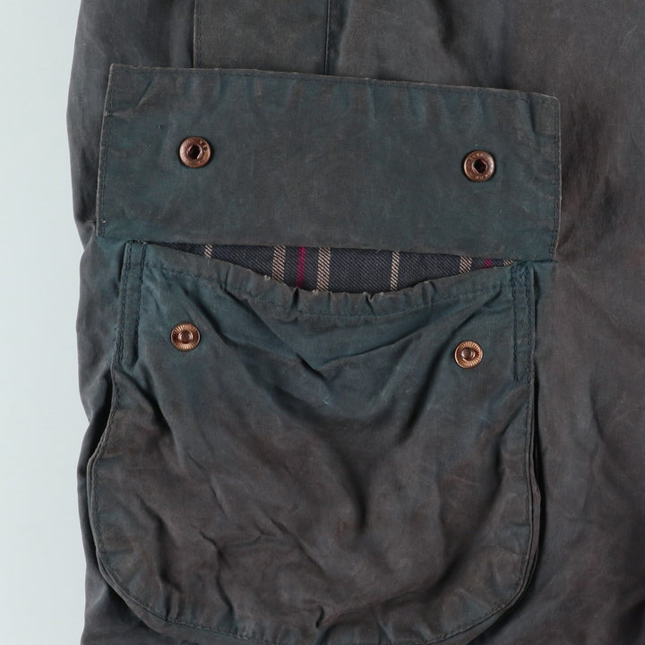 80s-90'S Barbour BEAUFORT 3 Warrant Oiled Hunting Jacket, Made in England, C40, Men's Size M cotton Charcoal Vintage Second Hand