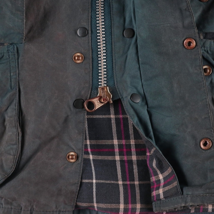 80s-90'S Barbour BEAUFORT 3 Warrant Oiled Hunting Jacket, Made in England, C40, Men's Size M cotton Charcoal Vintage Second Hand
