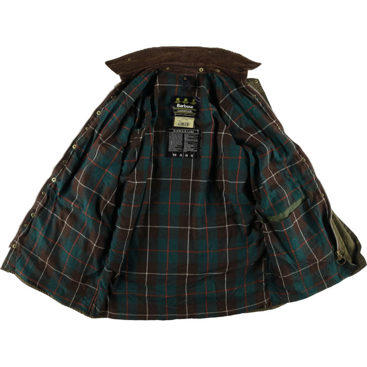 80s-90'S Barbour GAMEFAIR 3-Warrant Waxed Cotton Oiled Jacket, Made in the UK, C40, Men's Medium cotton Khaki type Vintage Second Hand