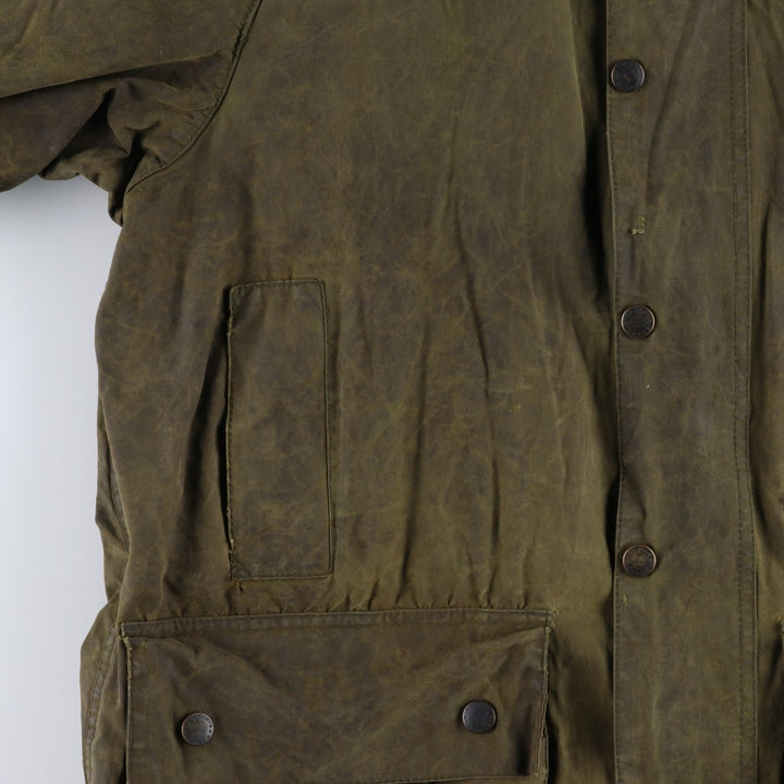 80s-90'S Barbour GAMEFAIR 3-Warrant Waxed Cotton Oiled Jacket, Made in the UK, C40, Men's Medium cotton Khaki type Vintage Second Hand
