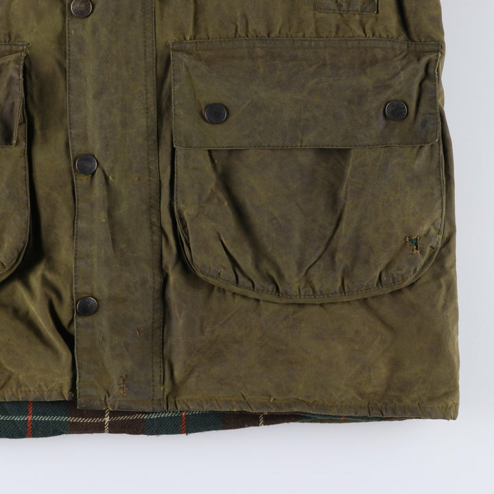 80s-90'S Barbour GAMEFAIR 3-Warrant Waxed Cotton Oiled Jacket, Made in the UK, C40, Men's Medium cotton Khaki type Vintage Second Hand