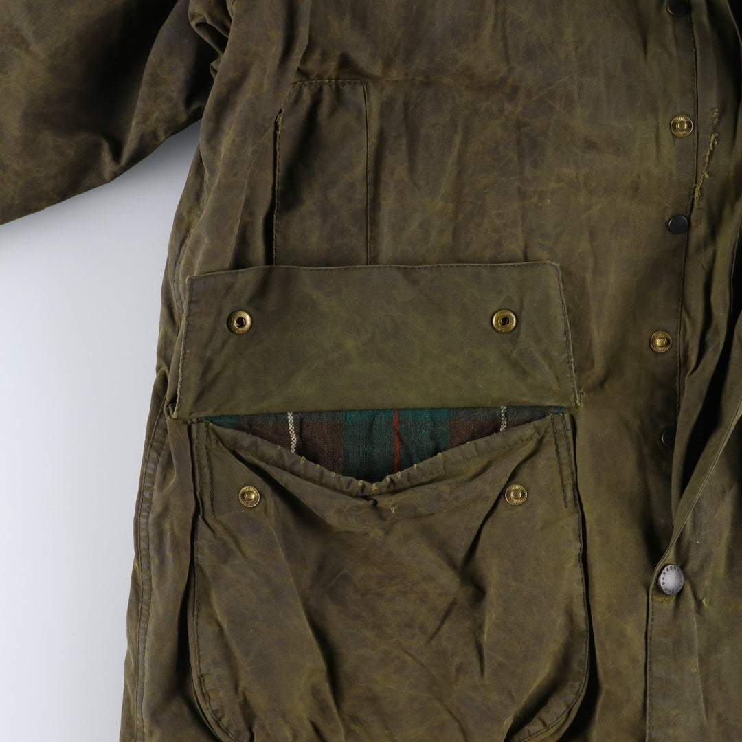 80s-90'S Barbour GAMEFAIR 3-Warrant Waxed Cotton Oiled Jacket, Made in the UK, C40, Men's Medium cotton Khaki type Vintage Second Hand