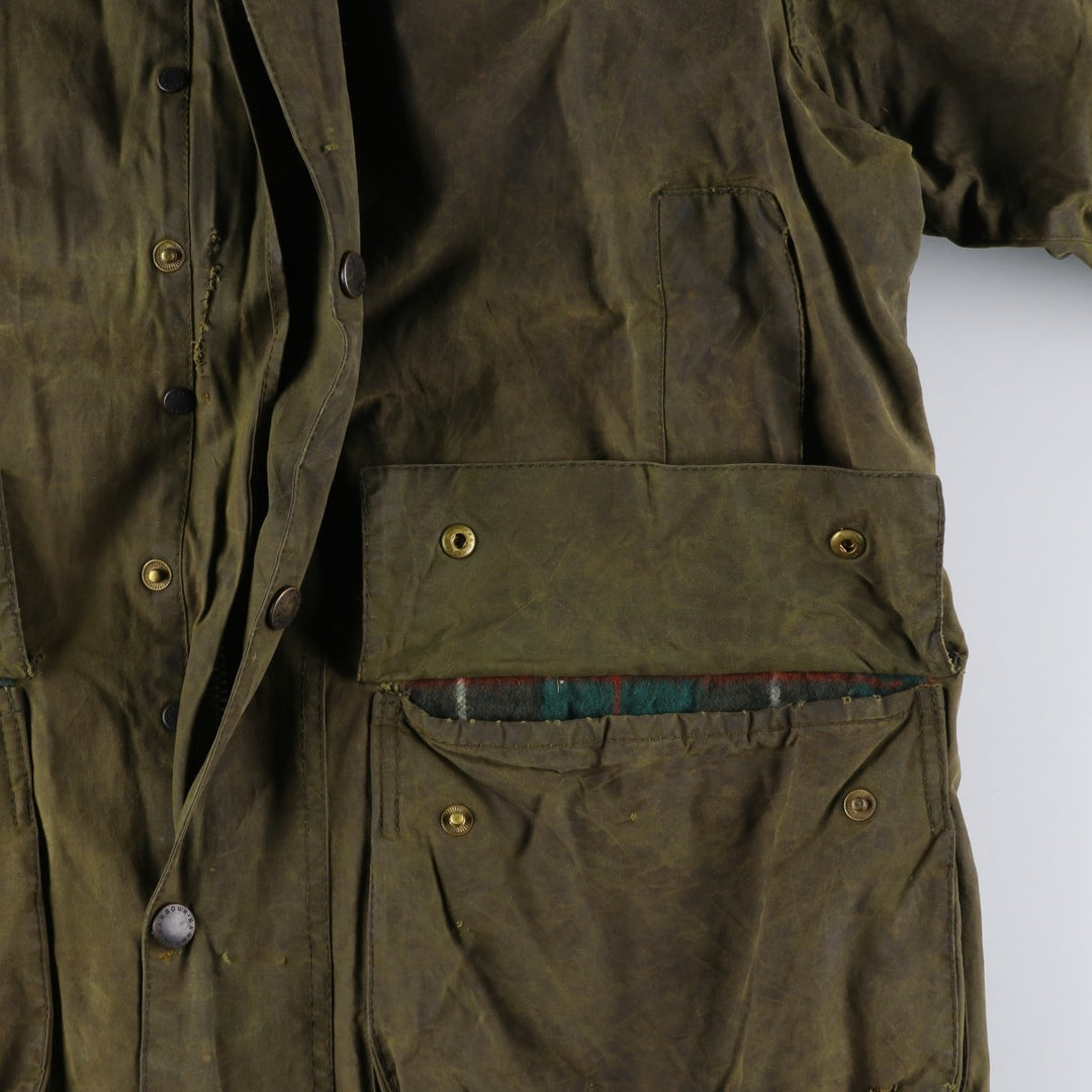 80s-90'S Barbour GAMEFAIR 3-Warrant Waxed Cotton Oiled Jacket, Made in the UK, C40, Men's Medium cotton Khaki type Vintage Second Hand