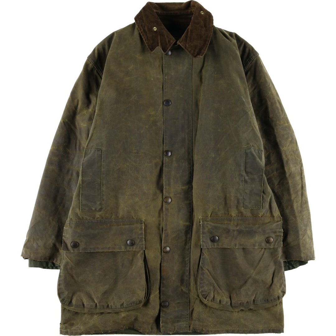 1980s-1990'S Barbour Northumbria 3-Warrant Waxed Cotton Oiled Jacket, Made in England, Size C40, Men's Medium cotton Khaki type Vintage Second Hand