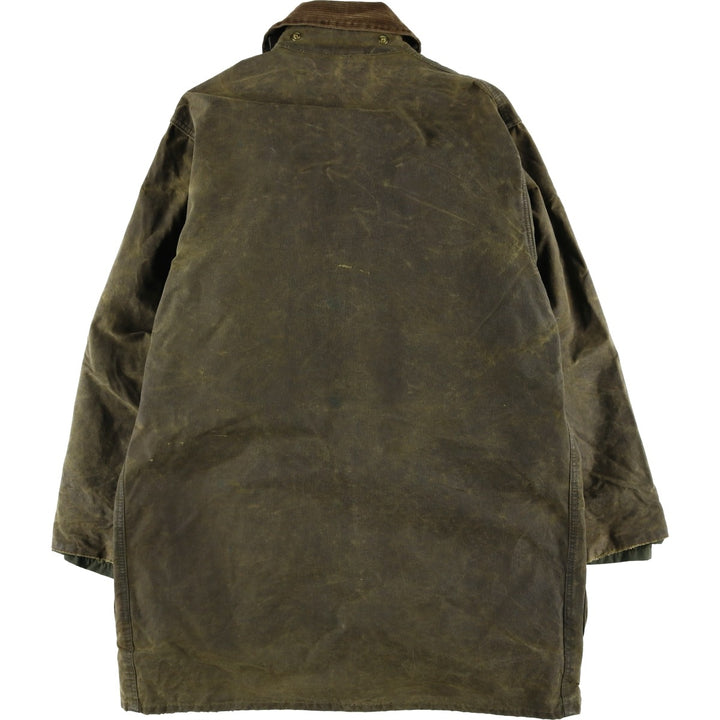 1980s-1990'S Barbour Northumbria 3-Warrant Waxed Cotton Oiled Jacket, Made in England, Size C40, Men's Medium cotton Khaki type Vintage Second Hand