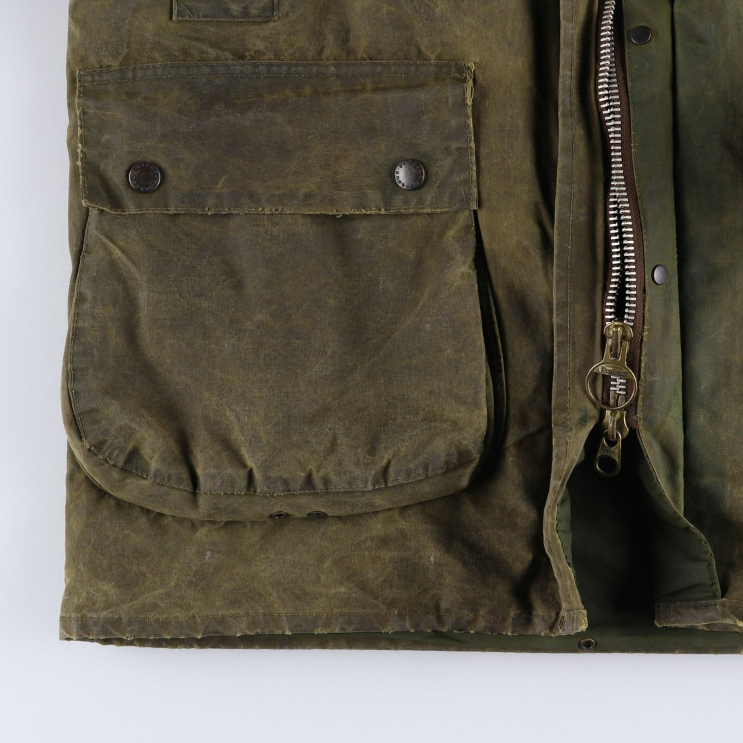 1980s-1990'S Barbour Northumbria 3-Warrant Waxed Cotton Oiled Jacket, Made in England, Size C40, Men's Medium cotton Khaki type Vintage Second Hand
