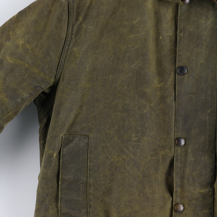 1980s-1990'S Barbour Northumbria 3-Warrant Waxed Cotton Oiled Jacket, Made in England, Size C40, Men's Medium cotton Khaki type Vintage Second Hand