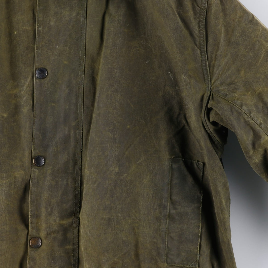1980s-1990'S Barbour Northumbria 3-Warrant Waxed Cotton Oiled Jacket, Made in England, Size C40, Men's Medium cotton Khaki type Vintage Second Hand