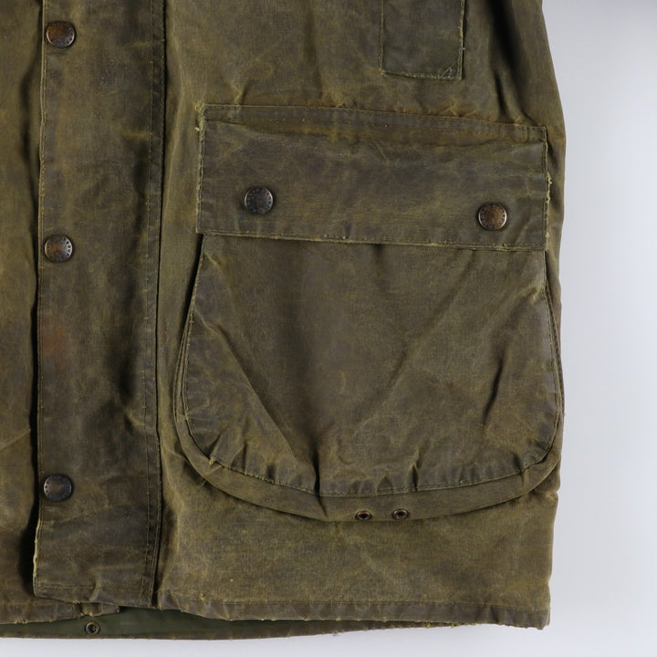 1980s-1990'S Barbour Northumbria 3-Warrant Waxed Cotton Oiled Jacket, Made in England, Size C40, Men's Medium cotton Khaki type Vintage Second Hand