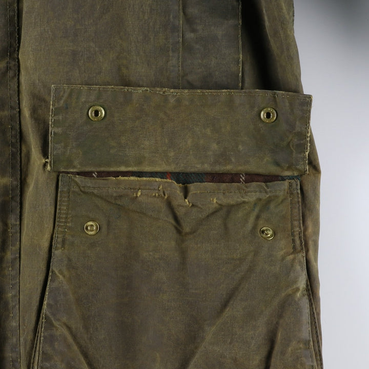 1980s-1990'S Barbour Northumbria 3-Warrant Waxed Cotton Oiled Jacket, Made in England, Size C40, Men's Medium cotton Khaki type Vintage Second Hand